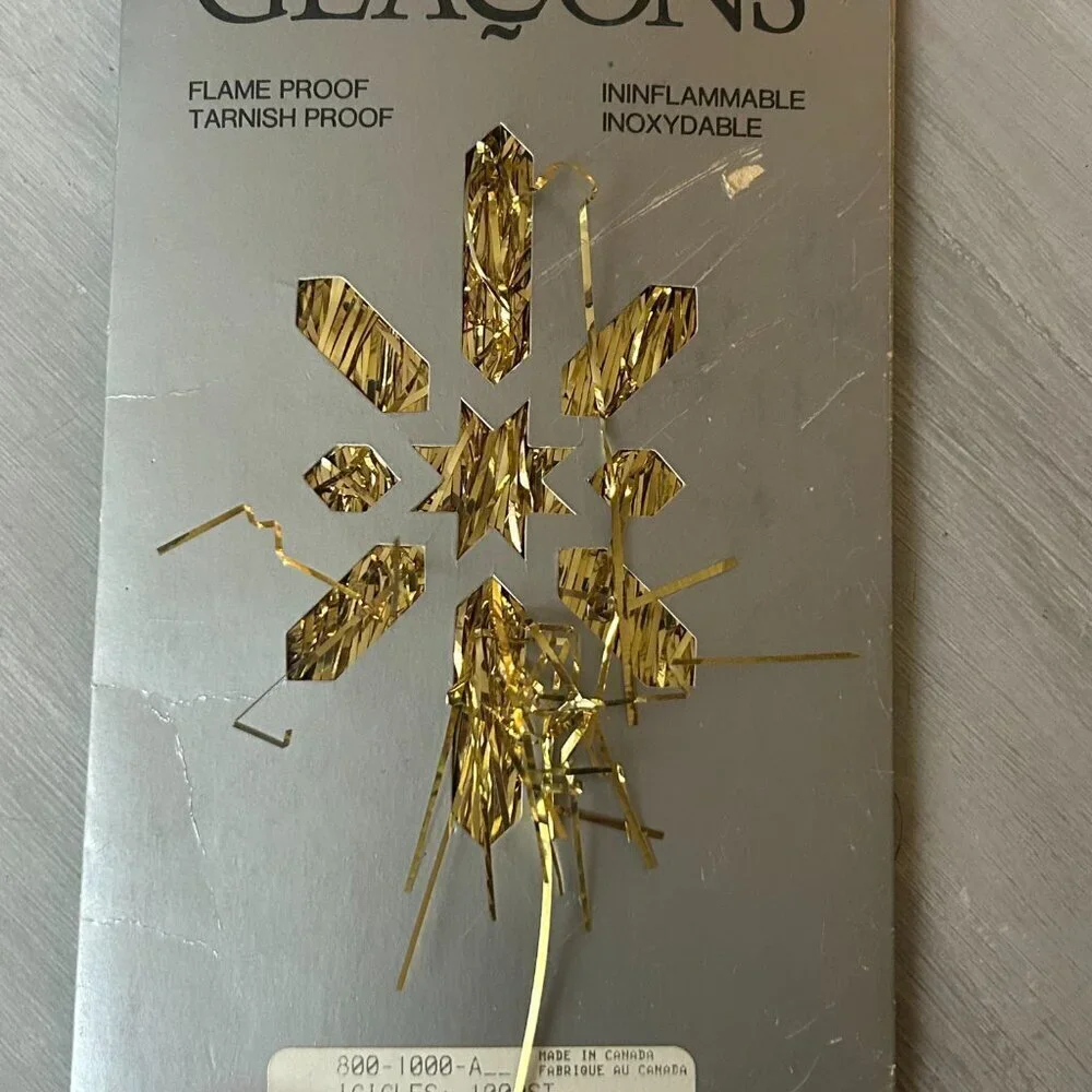 NEW Vintage 90s Barcana Icicles Garland Tinsel Gold Christmas Tree Decor New